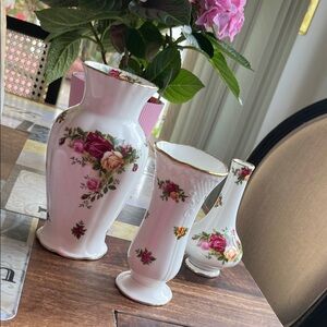 Royal Albert Pink and Gold Floral Trio